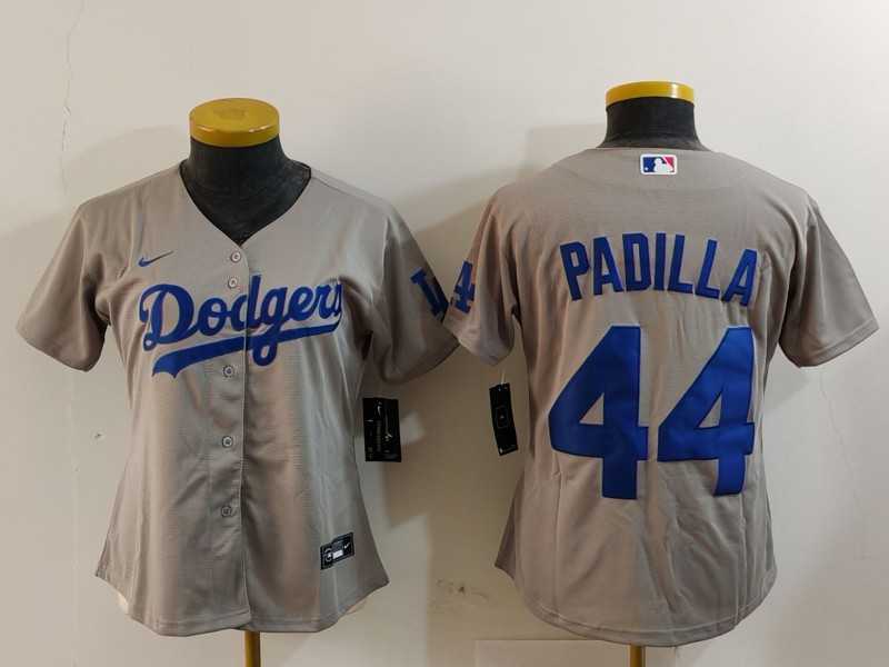 Womens Los Angeles Dodgers #44 Vicente Padilla Grey Cool Base Stitched Jersey